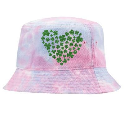 Heart Shamrocks Lucky Clover Saint Patrick's Day Gift Idea Tie-Dyed Bucket Hat