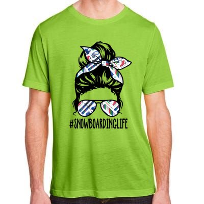 Hashtag Snowboarding Life Skiing Snowboarding Mom Messy Bun Great Gift Adult ChromaSoft Performance T-Shirt