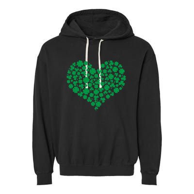 Heart Shamrock Lucky St Patricks Day Garment-Dyed Fleece Hoodie