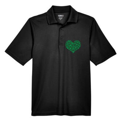 Heart Shamrock Lucky St Patricks Day Men's Origin Performance Pique Polo