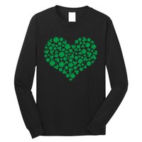 Heart Shamrock Lucky St Patricks Day Long Sleeve Shirt