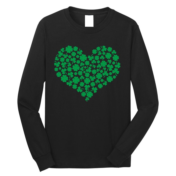 Heart Shamrock Lucky St Patricks Day Long Sleeve Shirt