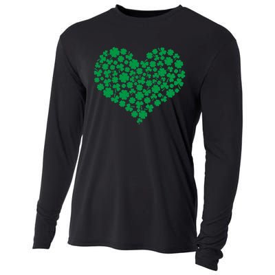 Heart Shamrock Lucky St Patricks Day Cooling Performance Long Sleeve Crew