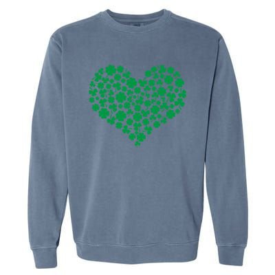 Heart Shamrock Lucky St Patricks Day Garment-Dyed Sweatshirt