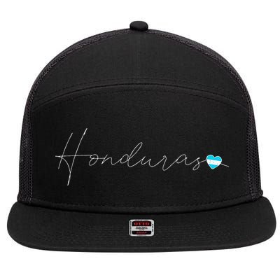 Honduras Simple Love Honduran Flag Heart On Honduras 7 Panel Mesh Trucker Snapback Hat