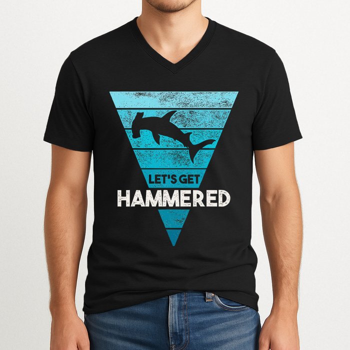 Hammerhead Shark LetS Get Hammered All Week V-Neck T-Shirt