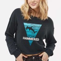 Hammerhead Shark LetS Get Hammered All Week Cropped Pullover Crew