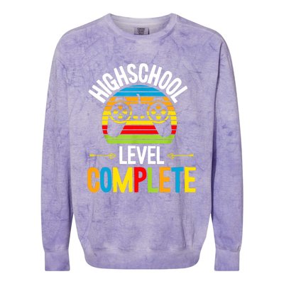 High School Level Complete Graduation Gamer Grad Student Colorblast Crewneck Sweatshirt