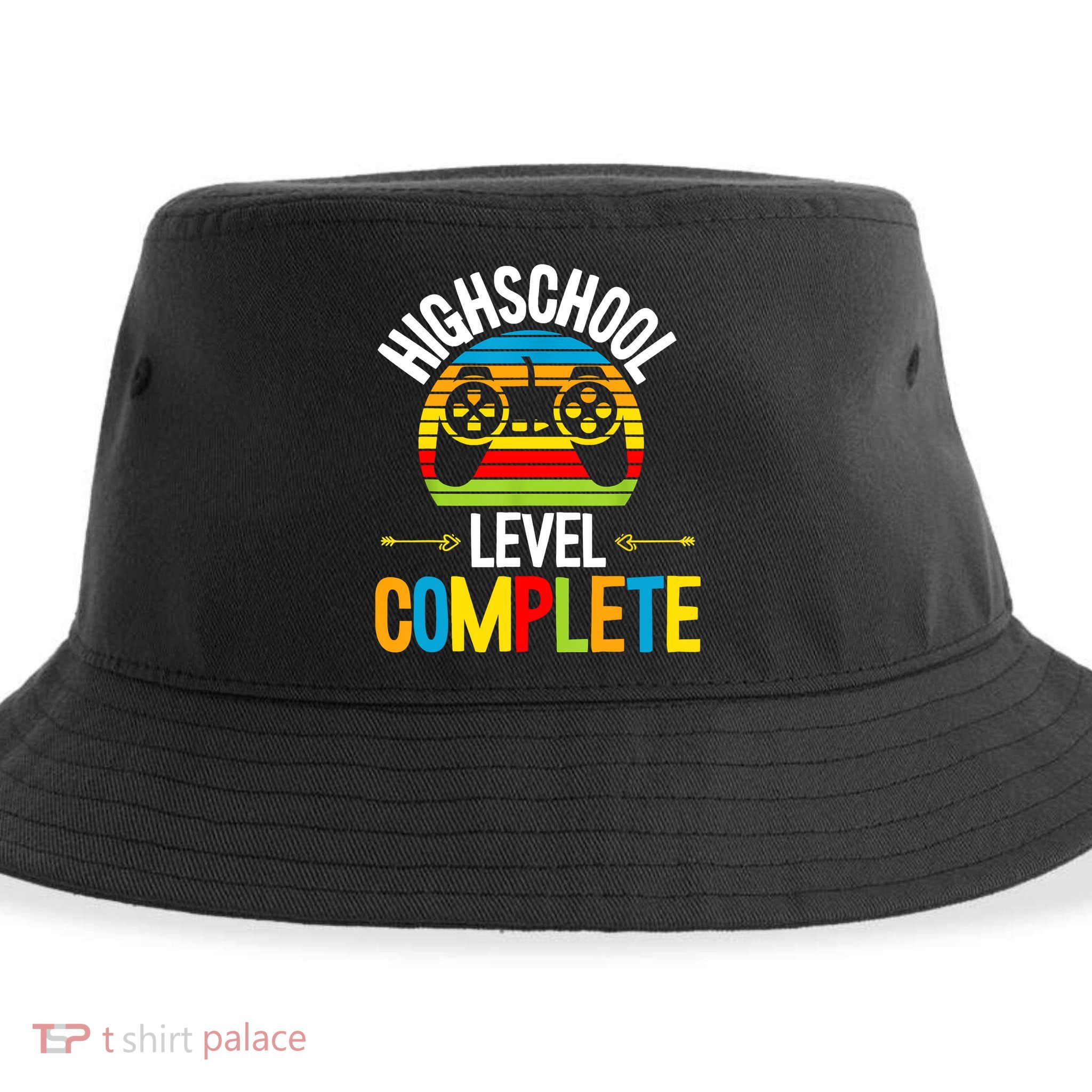 High School Level Complete Graduation Gamer Grad Student Sustainable Bucket Hat