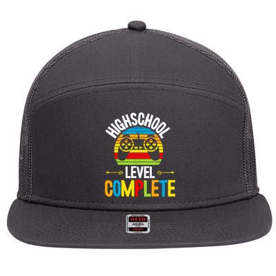 High School Level Complete Graduation Gamer Grad Student 7 Panel Mesh Trucker Snapback Hat