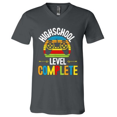 High School Level Complete Graduation Gamer Grad Student V-Neck T-Shirt