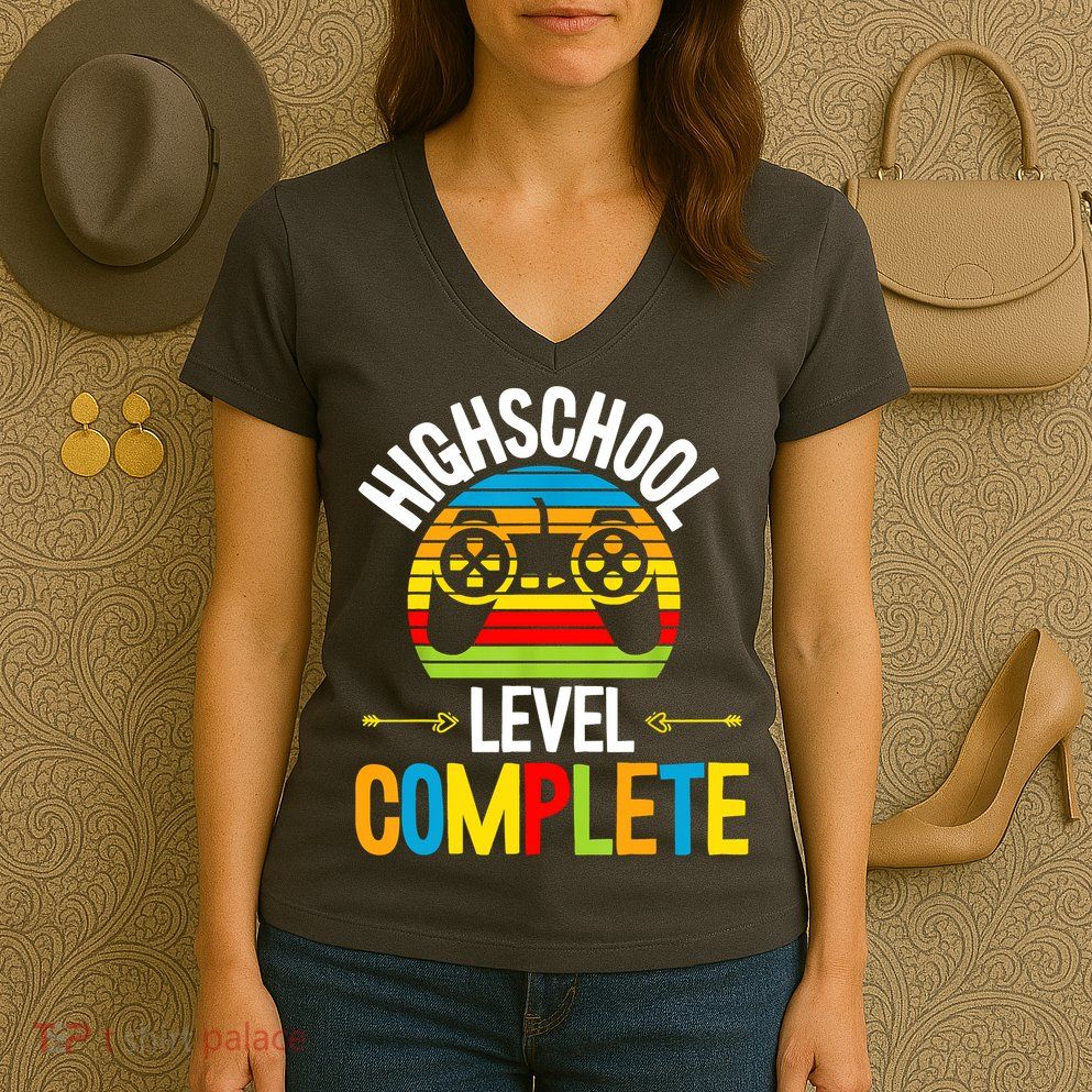 High School Level Complete Graduation Gamer Grad Student Women's V-Neck T-Shirt