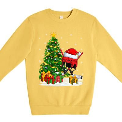 Hockey Sports Lover Matching Santa Hat Hockey Christmas Gift Premium Crewneck Sweatshirt