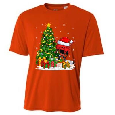 Hockey Sports Lover Matching Santa Hat Hockey Christmas Gift Cooling Performance Crew T-Shirt