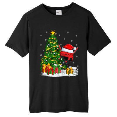 Hockey Sports Lover Matching Santa Hat Hockey Christmas Gift Tall Fusion ChromaSoft Performance T-Shirt