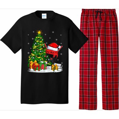 Hockey Sports Lover Matching Santa Hat Hockey Christmas Gift Pajama Set