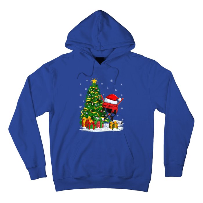 Hockey Sports Lover Matching Santa Hat Hockey Christmas Gift Hoodie