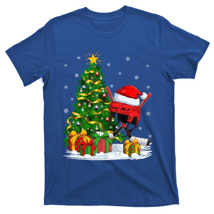 Hockey Sports Lover Matching Santa Hat Hockey Christmas Gift T-Shirt