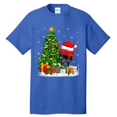 Hockey Sports Lover Matching Santa Hat Hockey Christmas Gift Tall T-Shirt