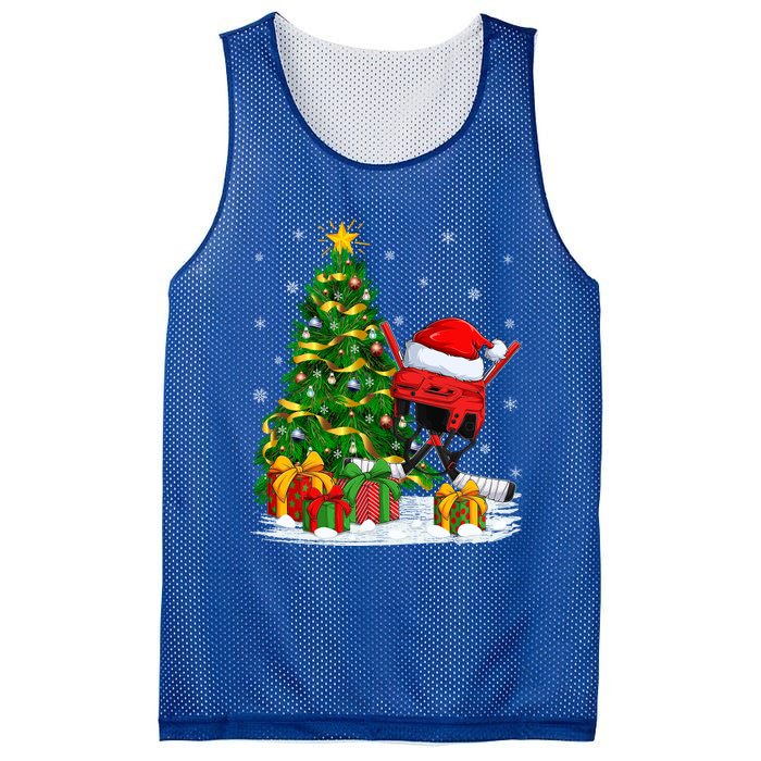 Hockey Sports Lover Matching Santa Hat Hockey Christmas Gift Mesh Reversible Basketball Jersey Tank