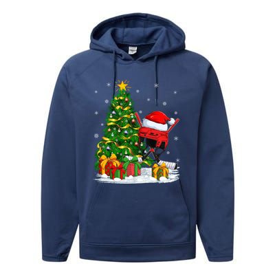 Hockey Sports Lover Matching Santa Hat Hockey Christmas Gift Performance Fleece Hoodie