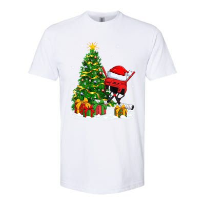 Hockey Sports Lover Matching Santa Hat Hockey Christmas Gift Softstyle CVC T-Shirt