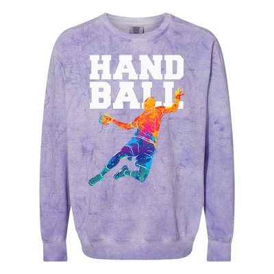 Handball Sports Lover Athlete Athletic Handball Player Colorblast Crewneck Sweatshirt