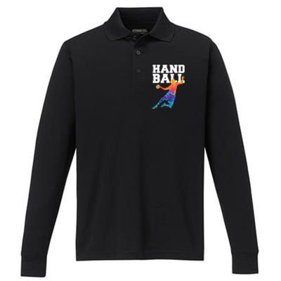 Handball Sports Lover Athlete Athletic Handball Player Performance Long Sleeve Polo