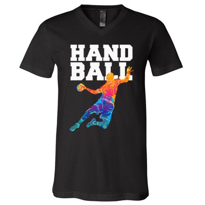 Handball Sports Lover Athlete Athletic Handball Player V-Neck T-Shirt