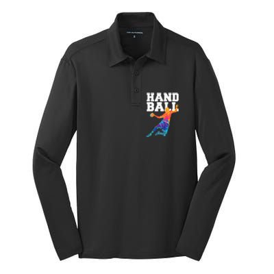 Handball Sports Lover Athlete Athletic Handball Player Silk Touch Performance Long Sleeve Polo