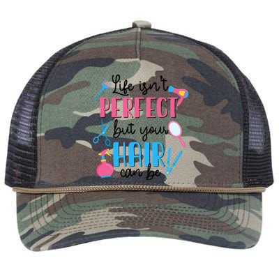 Hair Stylisgift Life Isn't Perfect But Your Hair Can Be Gift Retro Rope Trucker Hat Cap