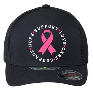 Hope Support Love Family Breast Cancer Survivor Pink Ribbon Flexfit Unipanel Trucker Cap