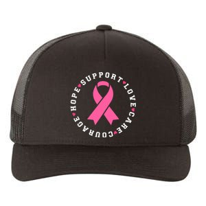 Hope Support Love Family Breast Cancer Survivor Pink Ribbon Yupoong Adult 5-Panel Trucker Hat