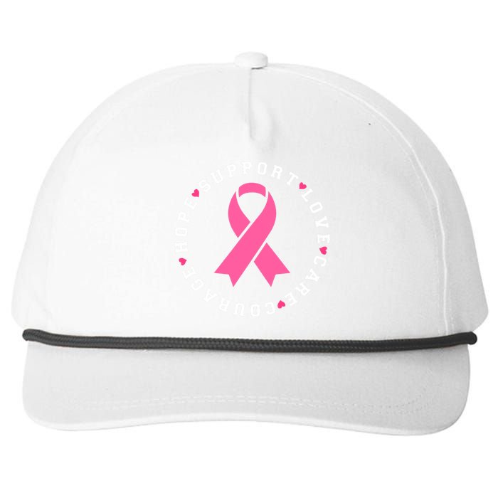 Hope Support Love Family Breast Cancer Survivor Pink Ribbon Snapback Five-Panel Rope Hat