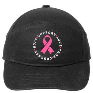 Hope Support Love Family Breast Cancer Survivor Pink Ribbon 7-Panel Snapback Hat