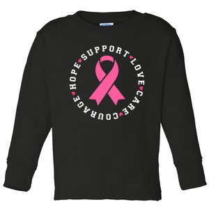 Hope Support Love Family Breast Cancer Survivor Pink Ribbon Toddler Long Sleeve Shirt