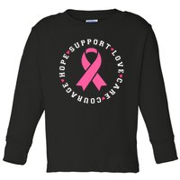 Hope Support Love Family Breast Cancer Survivor Pink Ribbon Toddler Long Sleeve Shirt