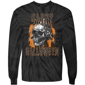 Halloween Skull Lightning Tie-Dye Long Sleeve Shirt