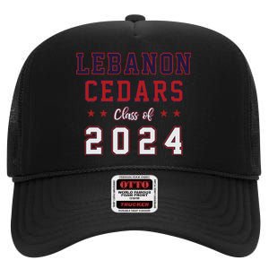 High School Lebanon Cedars Class Of 2024 High Crown Mesh Back Trucker Hat