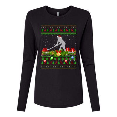 Hockey Sports Lover Xmas Santa Ugly Field Hockey Christmas Funny Gift Womens Cotton Relaxed Long Sleeve T-Shirt