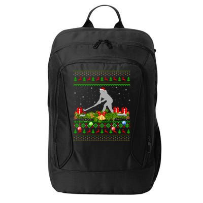 Hockey Sports Lover Xmas Santa Ugly Field Hockey Christmas Funny Gift City Backpack