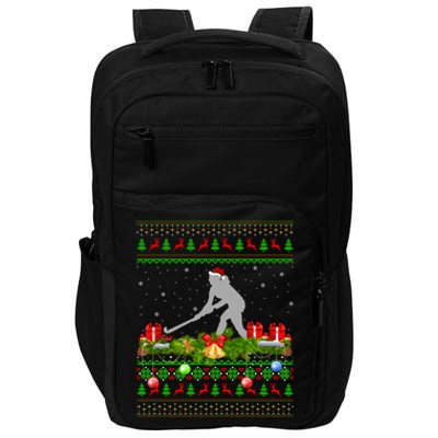 Hockey Sports Lover Xmas Santa Ugly Field Hockey Christmas Funny Gift Impact Tech Backpack