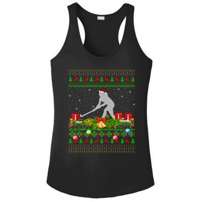 Hockey Sports Lover Xmas Santa Ugly Field Hockey Christmas Funny Gift Ladies PosiCharge Competitor Racerback Tank