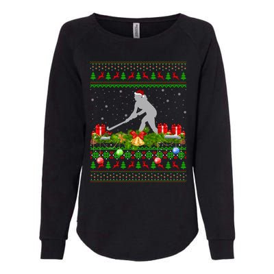 Hockey Sports Lover Xmas Santa Ugly Field Hockey Christmas Funny Gift Womens California Wash Sweatshirt