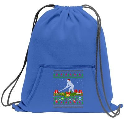 Hockey Sports Lover Xmas Santa Ugly Field Hockey Christmas Funny Gift Sweatshirt Cinch Pack Bag