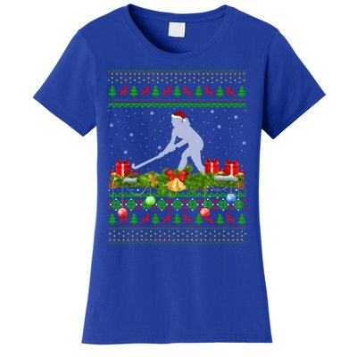 Hockey Sports Lover Xmas Santa Ugly Field Hockey Christmas Funny Gift Women's T-Shirt