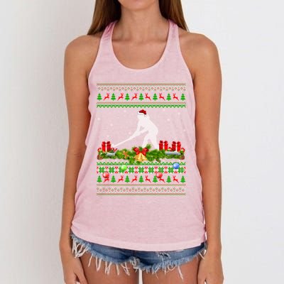 Hockey Sports Lover Xmas Santa Ugly Field Hockey Christmas Funny Gift Women's Knotted Racerback Tank