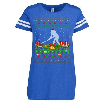 Hockey Sports Lover Xmas Santa Ugly Field Hockey Christmas Funny Gift Enza Ladies Jersey Football T-Shirt