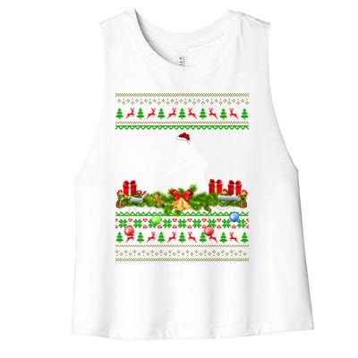 Hockey Sports Lover Xmas Santa Ugly Field Hockey Christmas Funny Gift Women's Racerback Cropped Tank