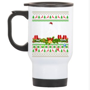 Hockey Sports Lover Xmas Santa Ugly Field Hockey Christmas Funny Gift Stainless Steel Travel Mug